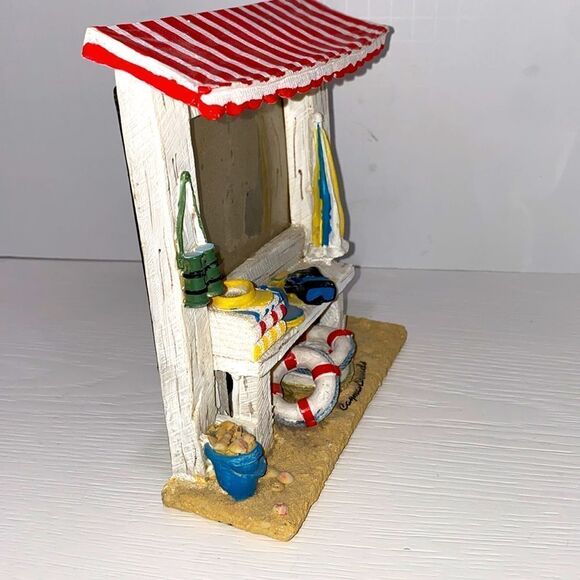 Ceramic 3D Beach Scene Photo Frame Bench Bucket Of Shells Towels Hats Lifesaver - Picture 3 of 11
